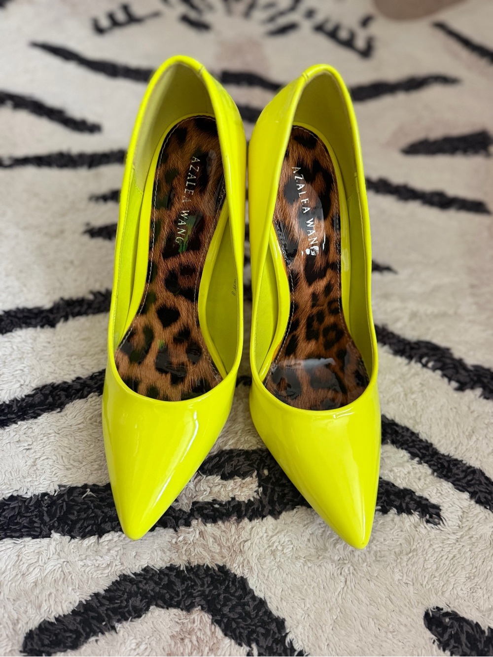 Neon Yellow Patent Pointed-Toe Pumps